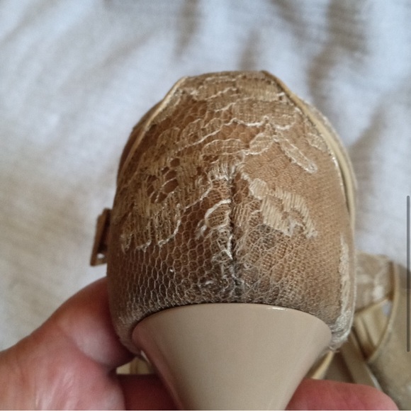 Jimmy Choo Lace Nude Kuki Platform Sandals Size 38.5 EU - Picture 5 of 12